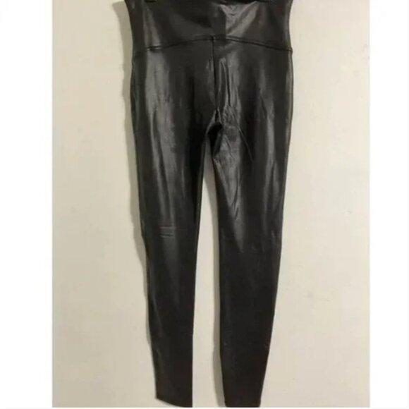 SPANX Faux Leather High Rise Black Leggings Size Small Label Removed - Picture 3 of 6